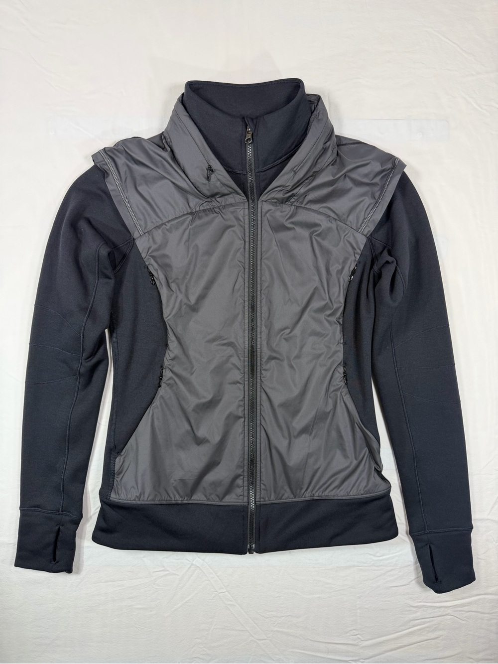 Lululemon Snug Sprinter Running Jacket Women’s 8 Black Gray Full Zip Hood